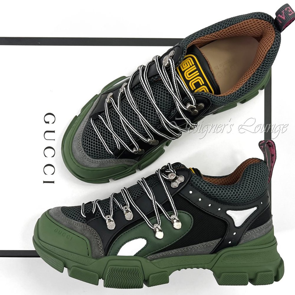 NEW GUCCI Men's FLASHTREK SEGA 7.5 G / US 8 Leather Suede Sneakers $980 Authen